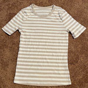 a new day tan and off white tripped top